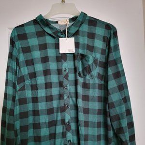 Woman's Plaid Long Sleeve Shirt Size 3X NWT
